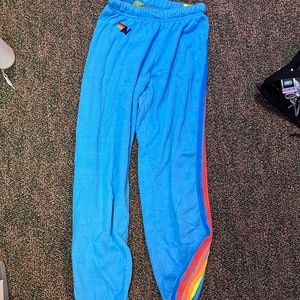 Aviator Nation Blue Neon 5 Stripe Sweatpants
